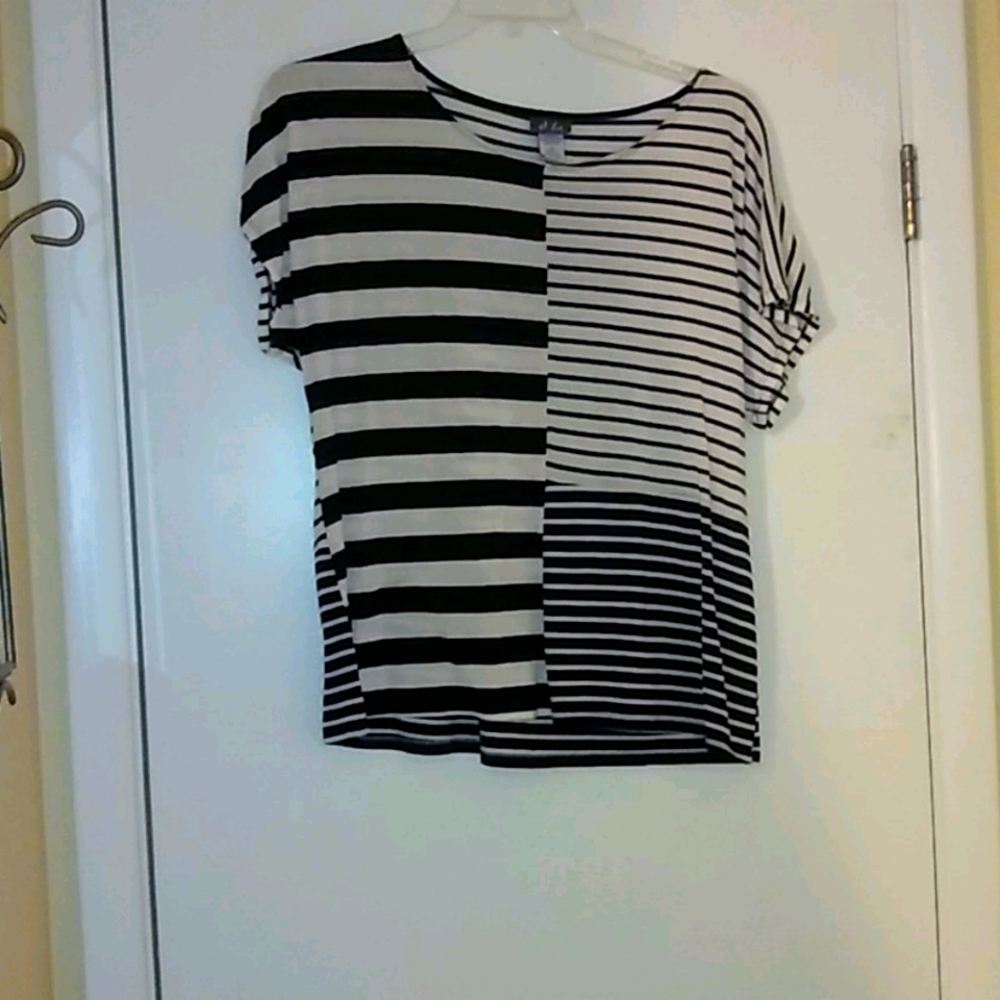 Black and White Striped Top